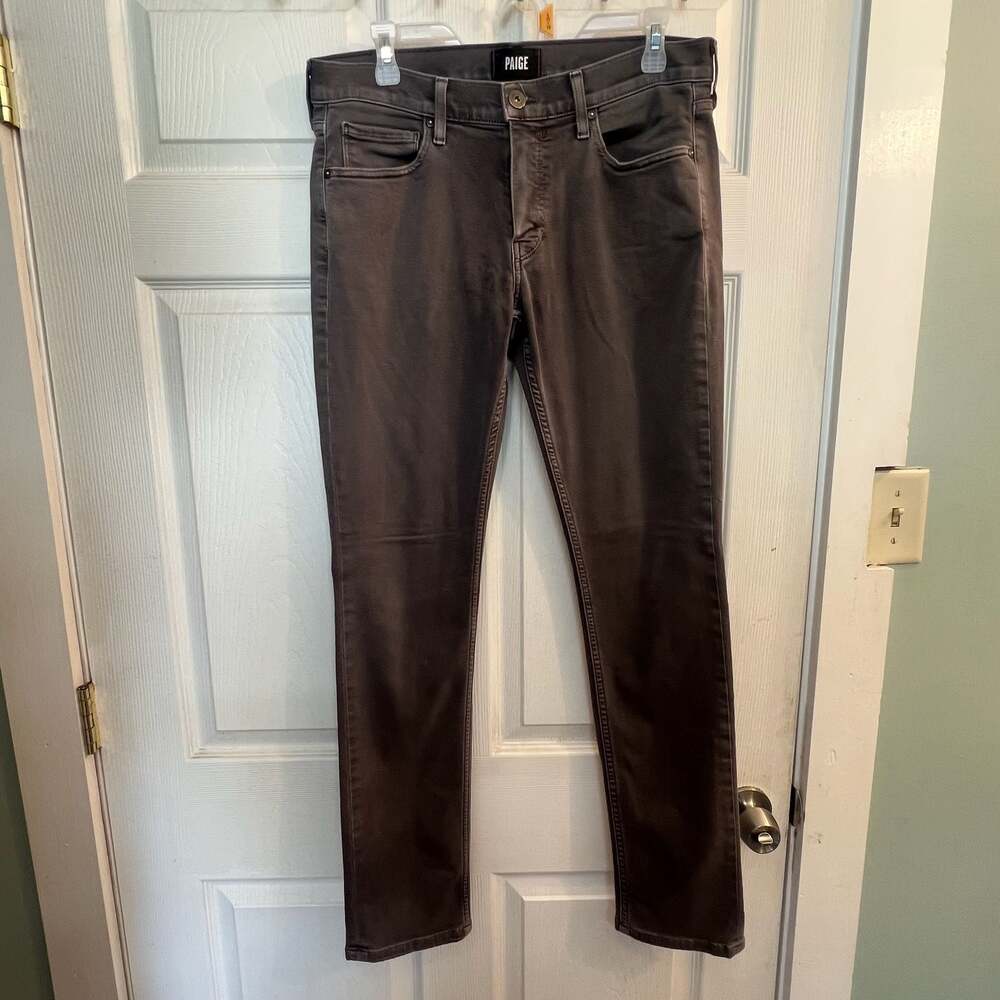 PAIGE Lennox Slim Fit Jeans in Vintage Empire Gray Size 32 Low Rise Zipper